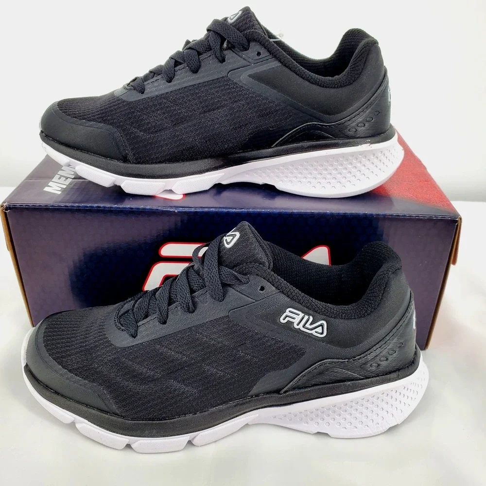 FILA Memory Core Foam Running Sneakers Womens 6.5 Black White Lightweight New‎